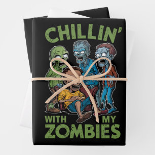 Chillen mit meinen Zombies Halloween Jungen Kinder Geschenkpapier Set