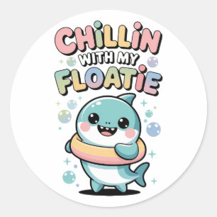 Chillen mit meiner Schwimmhilfe   Shark Baby Kids Runder Aufkleber
