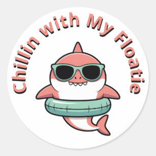 Chillen mit meiner Schwimmhilfe   Shark Baby Kids Runder Aufkleber