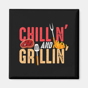 Chillen und Grillen BBQ-Party Magnet