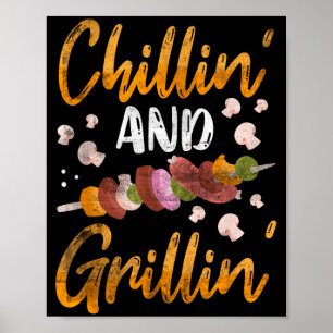 Chillen und grillen BBQ-Raucher lustige Barbeque Poster