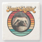 Chillendes Faultier Steinuntersetzer (Vorderseite)
