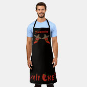 Chilli Chef Personalisierte lange Schürze (Getragen)