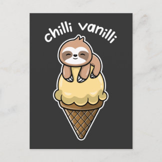 Chilli Vanilli / Chillendes Faultier mit Eis Postkarte