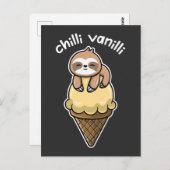 Chilli Vanilli / Chillendes Faultier mit Eis Postkarte (Vorne/Hinten)