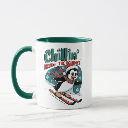 Chilliger Urlaub Pinguin Ski Tasse (Links)