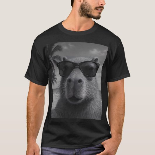 Chillin' Capybara Beach Selfie Sonnenbrillen Grafi T-Shirt (Vorderseite)