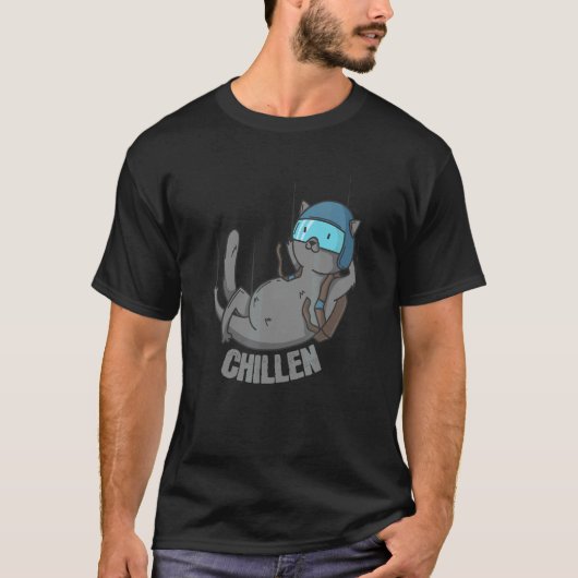 Chillin Cat Fallschirmspringen T-Shirt (Vorderseite)