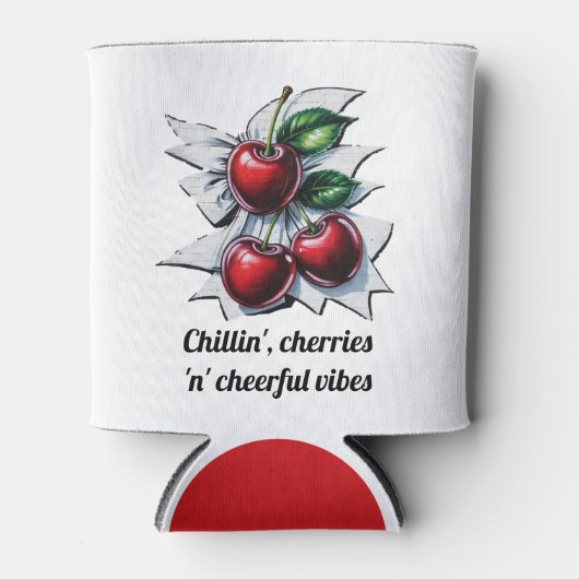 Chillin", Cherries 'n' Cheerful Vibes Stylish Red Dosenkühler (Vorderseite)