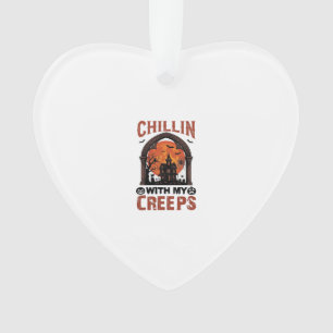 Chillin Creeps Halloween Gruselhaus Orange Mond Ornament