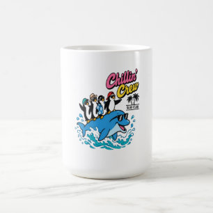 Chillin Crew Surf Club Pinguin Delfin T-Shirt Kaffeetasse