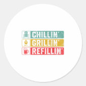Chillin Grillin Refillin Grillen Pit Meat Smoker G Runder Aufkleber (Vorderseite)