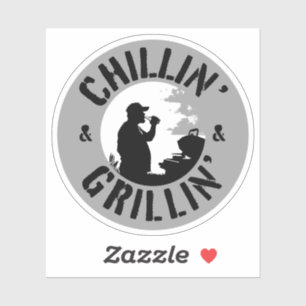 Chillin’ & Grillin’ Schwarze Briefmarke Aufkleber