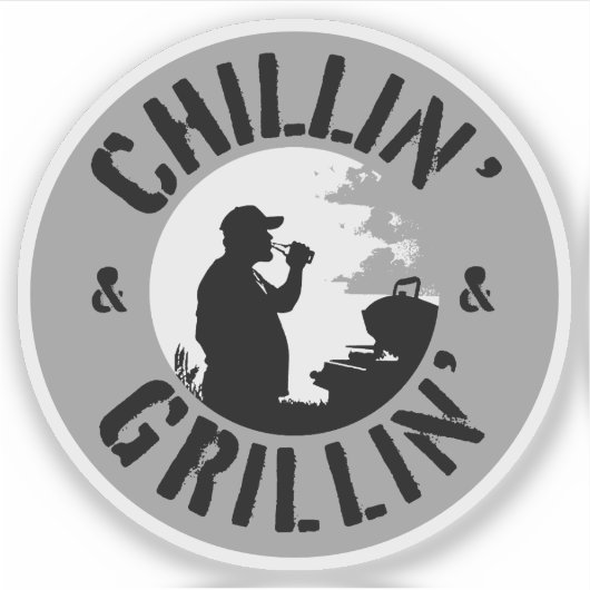 Chillin’ & Grillin’ Schwarze Briefmarke Aufkleber (Vorderseite)