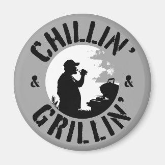 Chillin’ & Grillin’ Schwarze Briefmarke Magnet