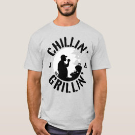 Chillin’ & Grillin’ Schwarze Briefmarke T-Shirt