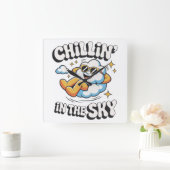 Chillin in den Himmel - Fun Cloud Wall Clock Quadratische Wanduhr (Zuhause)