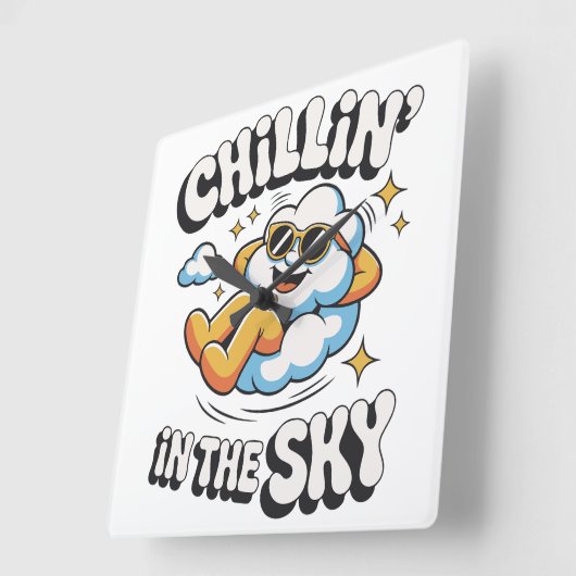 Chillin in den Himmel - Fun Cloud Wall Clock Quadratische Wanduhr (Winkel)