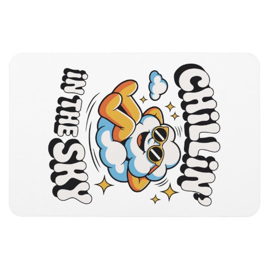 Chillin' in Sky Cloud Design Fun Kühlschrank Magnet (Horizontal)