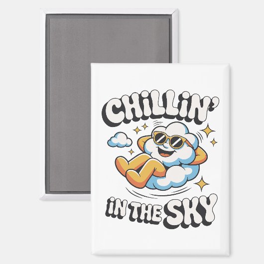 Chillin' in Sky Cloud Design Fun Kühlschrank Magnet (Vorderseite/Rückseite)