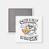 Chillin' in Sky Cloud Design Fun Kühlschrank Magnet (Vorderseite/Rückseite)