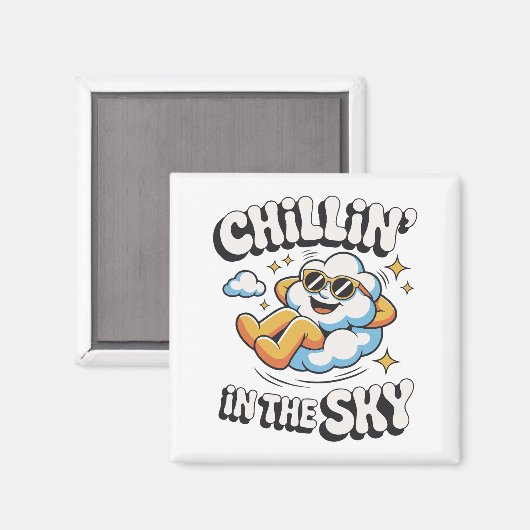 Chillin' in Sky Cloud Design Fun Kühlschrank Magnet (Vorderseite/Rückseite)