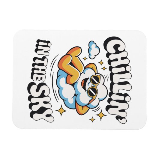 Chillin' in Sky Cloud Design Fun Kühlschrank Magnet (Horizontal)