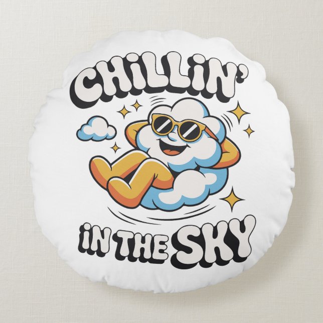 Chillin' in Sky Decorative Cloud Pillow Rundes Kissen (Vorderseite)