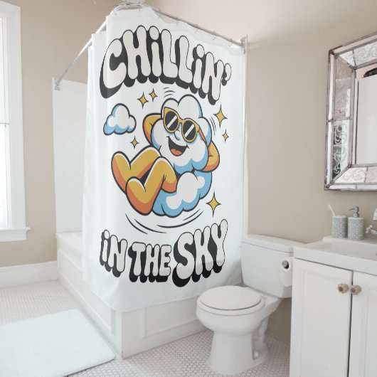 Chillin' in Sky Fun Cloud Design Duschvorhang (Beispiel)