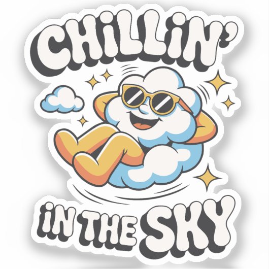Chillin' in Sky Niedlich Cloud Design for Fun Summ Aufkleber (Vorderseite)