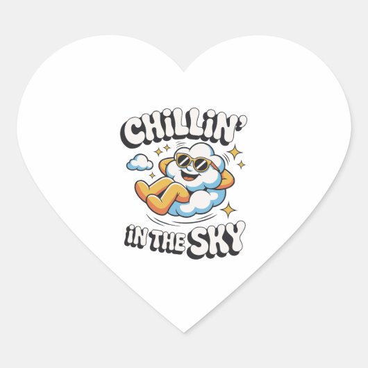 Chillin' in Sky Niedlich Cloud Design for Fun Summ Herz-Aufkleber (Vorderseite)