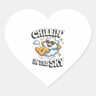 Chillin' in Sky Niedlich Cloud Design for Fun Summ Herz-Aufkleber