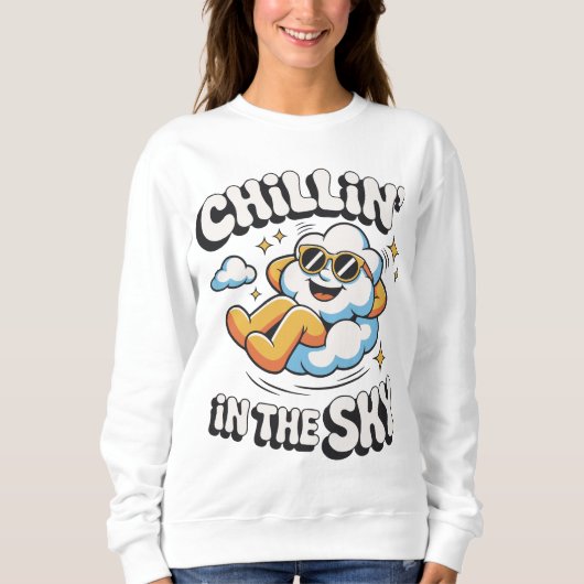Chillin' in Sky Retro Cloud Design für den Sommer Sweatshirt (Vorderseite)