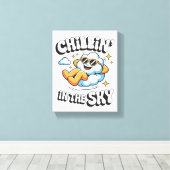 Chillin' in the Sky - Relaxte Cloud Retro Imitats Leinwanddruck (Insitu (Holzboden))