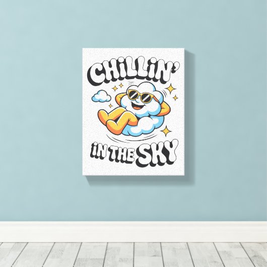 Chillin' in the Sky - Relaxte Cloud Retro Imitats Leinwanddruck (Insitu (Holzboden))