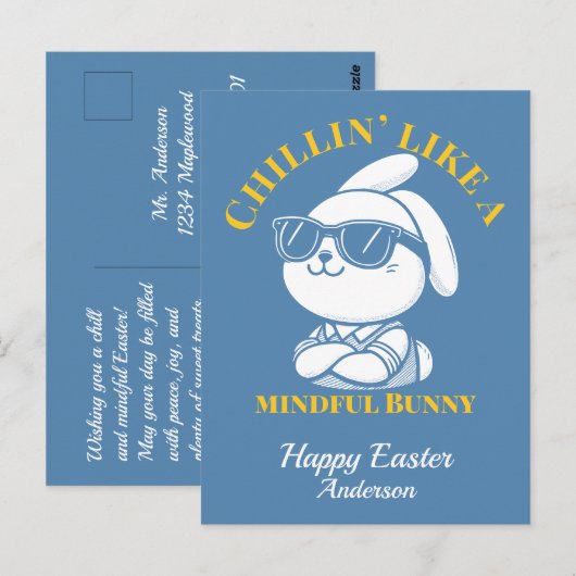 Chillin' like a Mindful Bunny Oaster Postkarte (Vorne/Hinten)