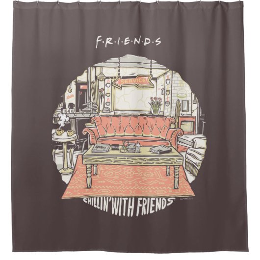 Chillin' mit FRIENDS™ Cartoon Duschvorhang (Vorderseite)
