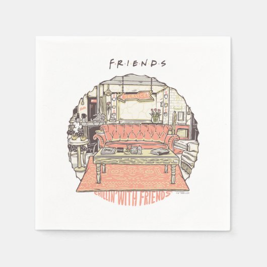 Chillin' mit FRIENDS™ Cartoon Serviette (Vorderseite)