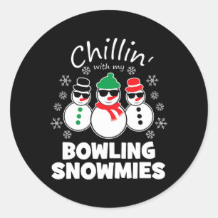 Chillin mit meinem Bowling Snowmies Weihnachten Runder Aufkleber