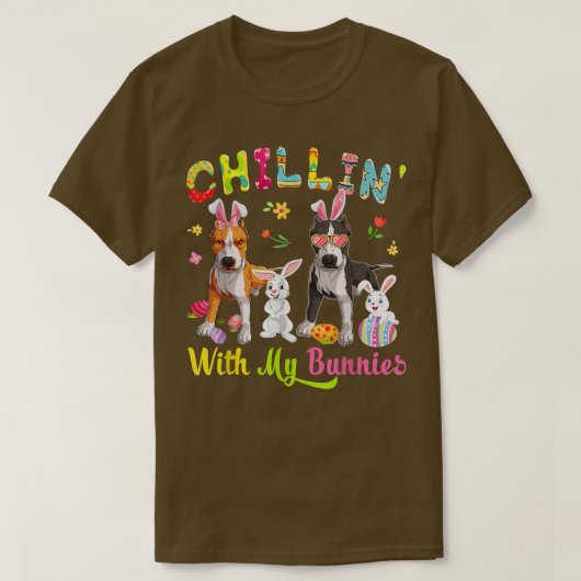 Chillin' mit meinen Bunnies Niedliche Pit Bull Hun T-Shirt (Design vorne)
