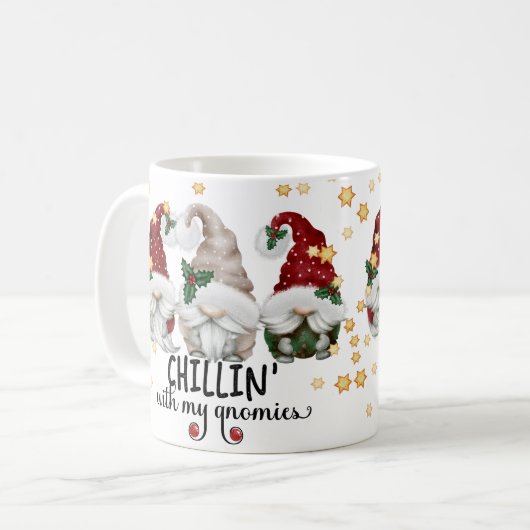 Chillin mit meinen Gnomen Niedlich Weihnachten Kaffeetasse (Vorderseite Links)