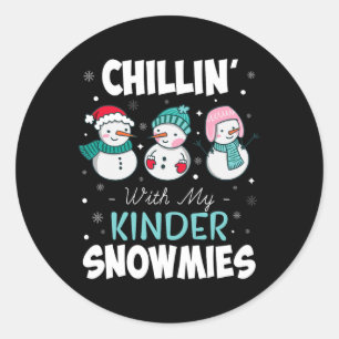 Chillin' mit meinen Kinderschneespielern Weihnacht Runder Aufkleber