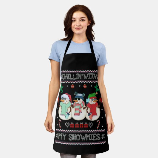 Chillin' mit meinen Schneemännern ein hässlicher W Schürze (Getragen)
