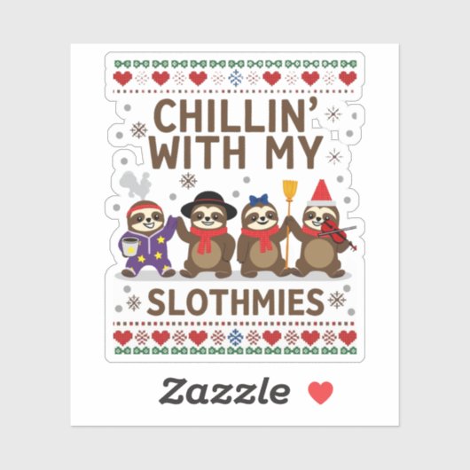 Chillin mit meinen Slothmies Funny Sloth Ugly Chri Aufkleber (Blatt)