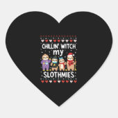 Chillin mit meinen Slothmies Funny Sloth Ugly Chri Herz-Aufkleber (Vorderseite)