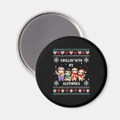 Chillin mit meinen Slothmies Funny Sloth Ugly Chri Magnet (Vorderseite/Rückseite)