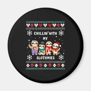 Chillin mit meinen Slothmies Funny Sloth Ugly Chri Magnet