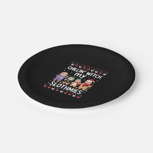 Chillin mit meinen Slothmies Funny Sloth Ugly Chri Pappteller (Schrägansicht)