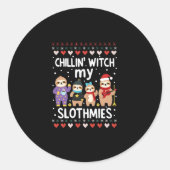 Chillin mit meinen Slothmies Funny Sloth Ugly Chri Runder Aufkleber (Vorderseite)