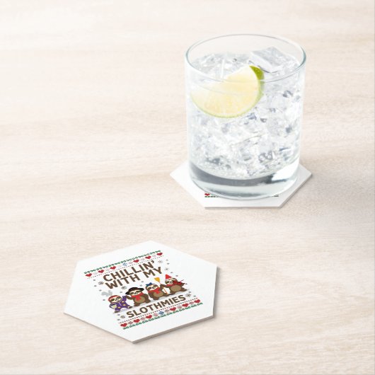 Chillin mit meinen Slothmies Funny Sloth Ugly Chri Untersetzer (Vor Ort)